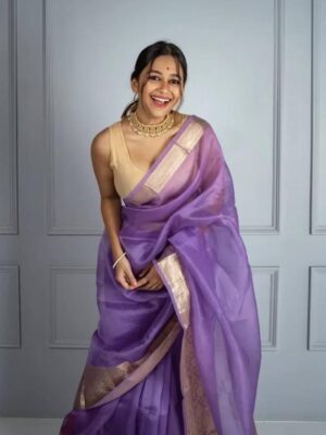 EXCLUSIVE SOLID KORA ORGANZA SAREE