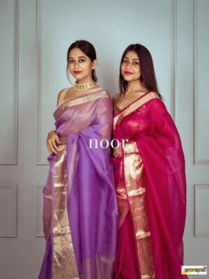 EXCLUSIVE SOLID KORA ORGANZA SAREE