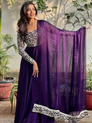 IVORY PURPLE GOWN WITH DUPPATA