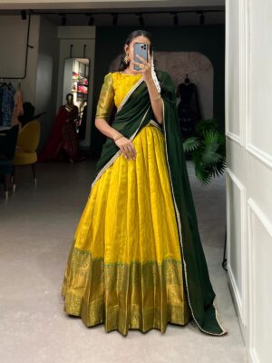 Kanjivaram lehenga choli and georgette dupatta