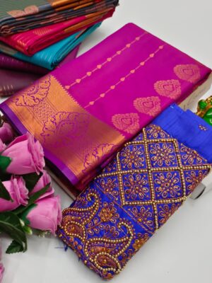 STUNNING VAIRAOOSI SAREES WITH GRAND LOOK DESIGNER BLOUSE COMBO COLLECTION