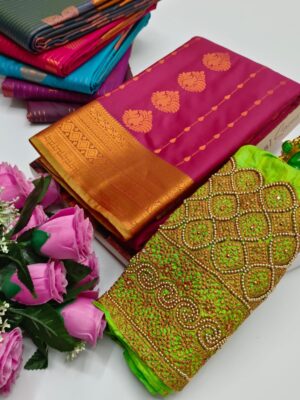 STUNNING VAIRAOOSI SAREES WITH GRAND LOOK DESIGNER BLOUSE COMBO COLLECTION