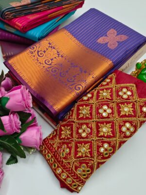 STUNNING VAIRAOOSI SAREES WITH GRAND LOOK DESIGNER BLOUSE COMBO COLLECTION