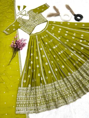 Presenting New Wedding Collection Lehenga Choli With Full Heavy Embroidery Sequence Work👌💕