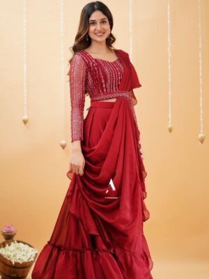 PARTY WEAR FAUX GEORGETTE WORK LEHENGA