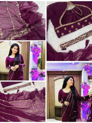 Embroidery cording work ready to wear Lenegha