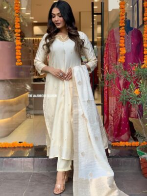 HEAVY FULLY STITCHIED SALWAR SUIT SET – WHITE