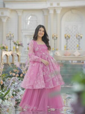 PINK CROSS STITCH WEDDING SALWAR