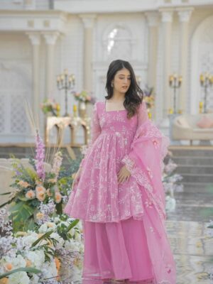 PINK CROSS STITCH WEDDING SALWAR