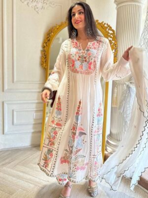 WHITE DESIGNER EMBRIDERY RICH SALWAR SET