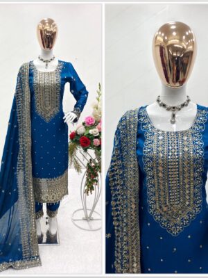 Cinon Silk Embroidery Work Salwar