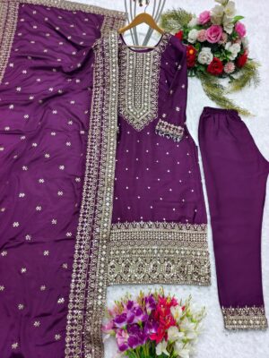 Cinon Silk Embroidery Work Salwar