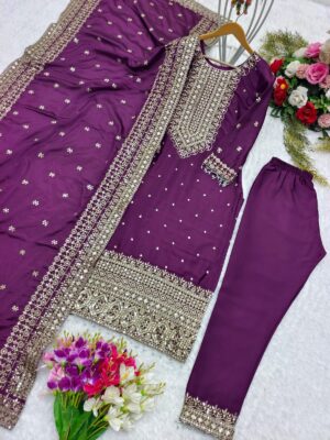 Cinon Silk Embroidery Work Salwar