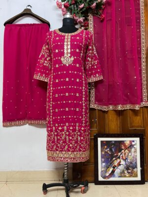 PARTYWEAR SALWAR SET WITH ZARI & SEQUINS EMBROIDERY WORK