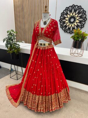 Presenting New Wedding Collection Lehenga Choli With Full Heavy Embroidery Sequence Workzsr👌💕