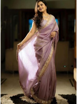 Tissue silk Beautiful Sequance and Embroidery Saree