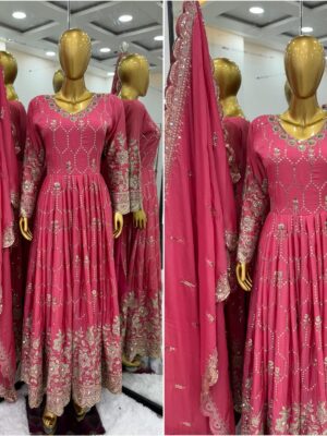 Heavy Chinnon Silk Embroidery Salwar