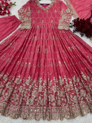 Heavy Chinnon Silk Embroidery Salwar