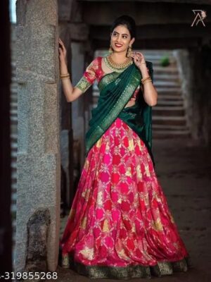 NEW DESIGNED FANCY HALF SAREE LAHENGA