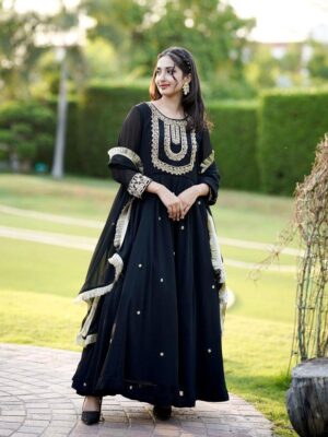 EMBROIDERY WORK ANARKALI STYLE OUTFIT