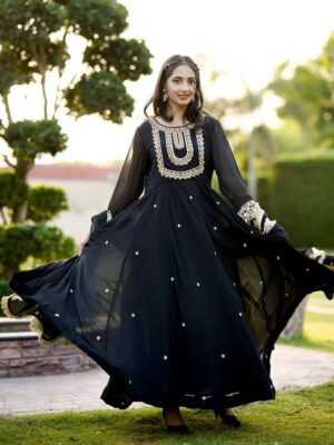 EMBROIDERY WORK ANARKALI STYLE OUTFIT