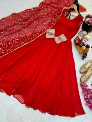 Designer Party Gown & Dupatta Set