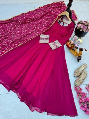 Designer Party Gown & Dupatta Set