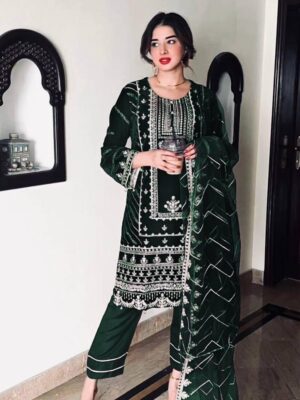 Viscose Velvet With Heavy Embroidery Party Salwar