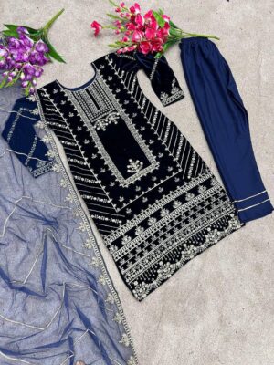 Viscose Velvet With Heavy Embroidery Party Salwar